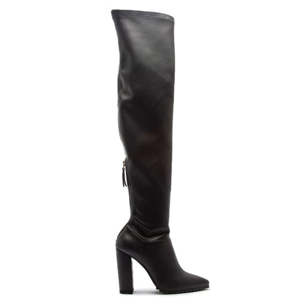 Black Thigh High Stretchy Boots - Picture 4 of 9
